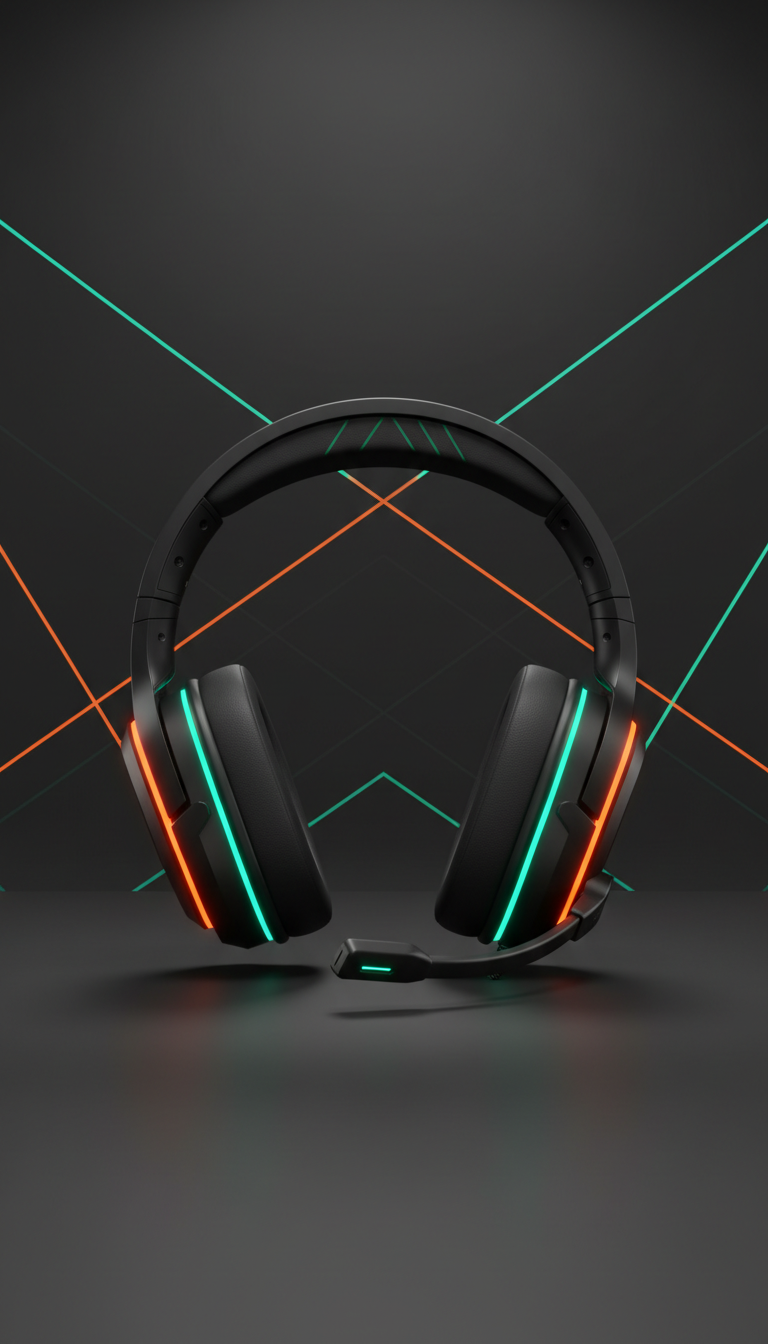 Gaming headset with neon accents