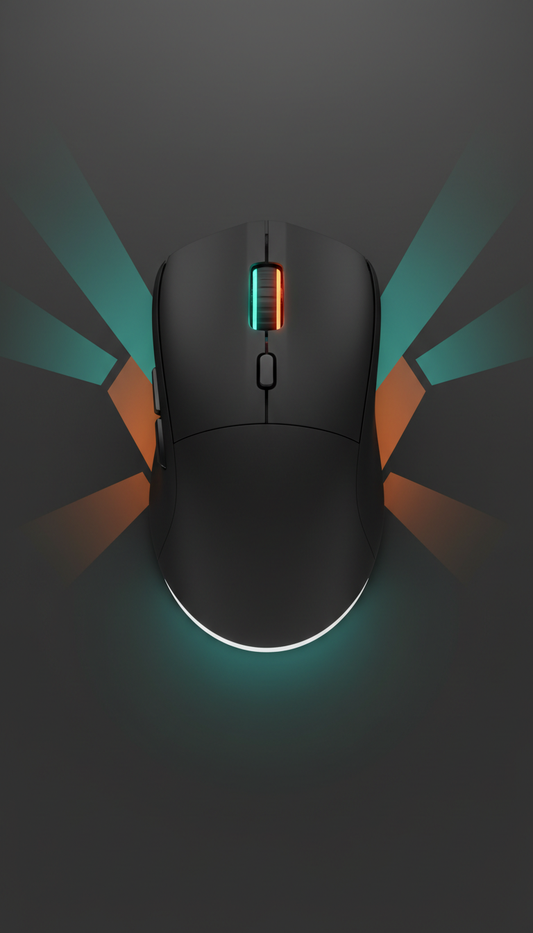 Wireless gaming mouse with matte finish and colored scroll wheel